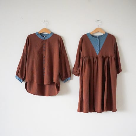 niko two-tone triangle dress - Brown / kids　（2650)