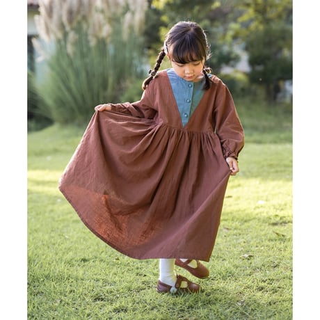 niko two-tone triangle dress - Brown / kids　（2650)