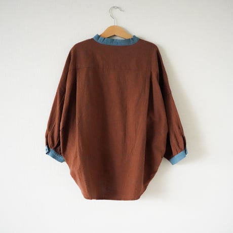 niko button shirt- Brown / kids (2652）