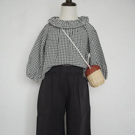 gingham Ruffle Collar Blouse (2648)
