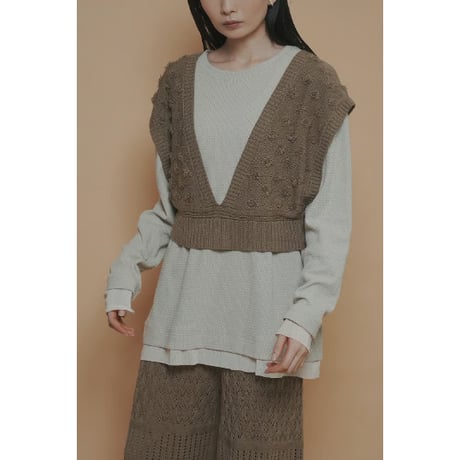 【 CYAN TOKYO 】 モザイクジャガードL/S TOPS