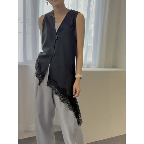 【 cafune 】 asymmetry lace gilet