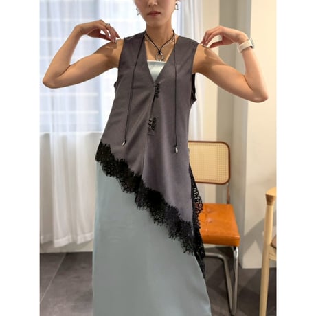 【 cafune 】 asymmetry lace gilet