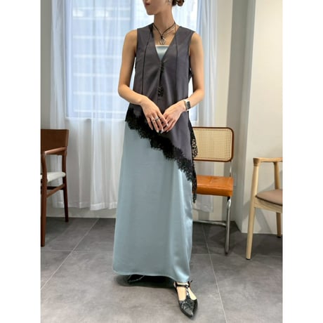 【 cafune 】 asymmetry lace gilet