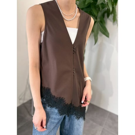 【 cafune 】 asymmetry lace gilet