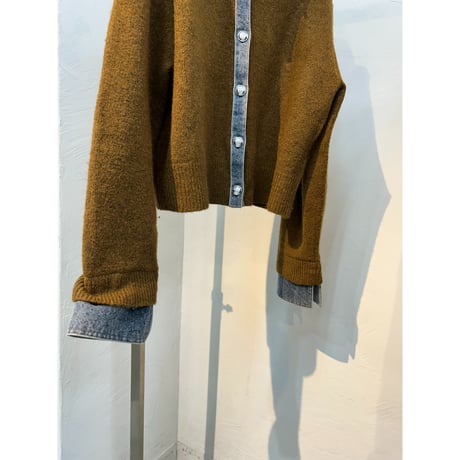 【 PASSIONE 】 デニムドッキングニットカーデ