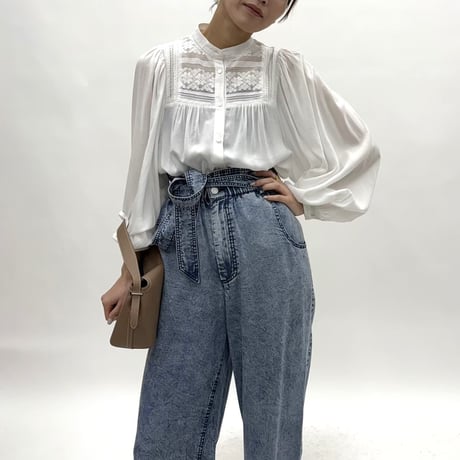 【 cafune 】 lace gather blouse