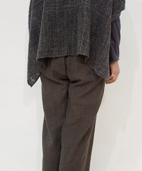 パンツ シンプルショート ウールリネンタビー チャコールブラウン 6860wlnC