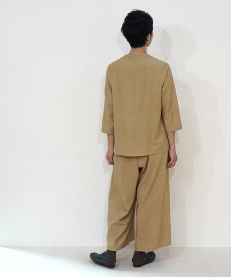 パンツ プレーン タッサーシルクナーシ マスタード 6864tnY