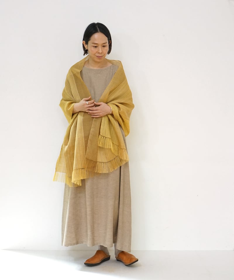 ストール 綾太ストライプ 黄金色 1350Y | MAKI TEXTILE STUDIO o