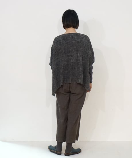 パンツ シンプルショート ウールリネンタビー チャコールブラウン 6860wlnC