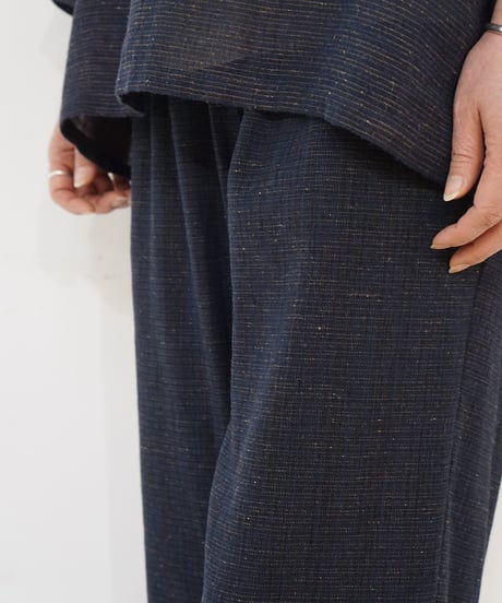 パンツ シンプルショート 麻綿タビー 紺 6860lcBl
