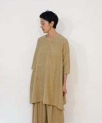 ブラウス Vネック A line タッサーシルクナーシ マスタード 6110tnY
