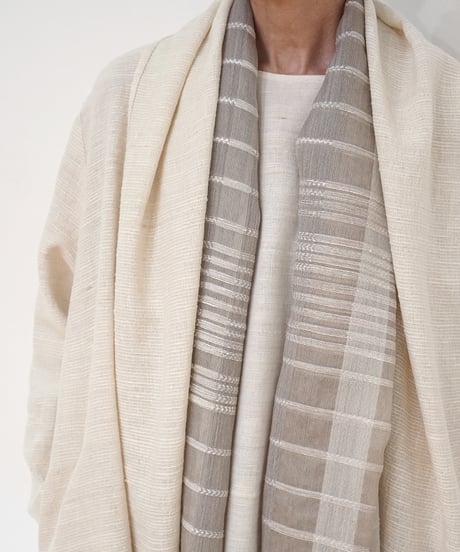 コート シンプルlong ウールタビーギッチャー 白生成り 6750wlgW