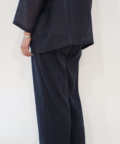 パンツ シンプルショート 麻綿タビー 紺 6860lcBl