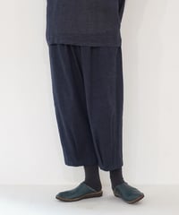 パンツ すそタック 麻綿タビー 紺 6865lcBl