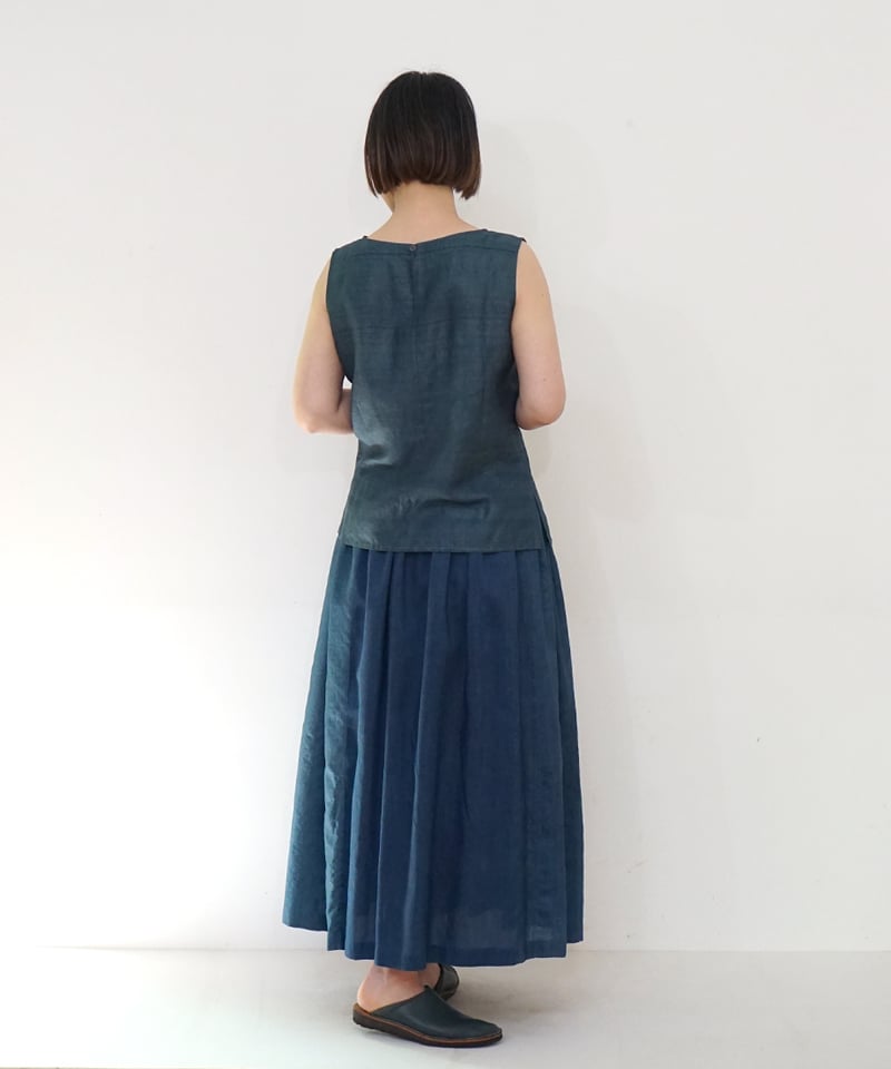 スカートthinギャザー patch 藍鼠 6925tvIGp | MAKI TEXTILE