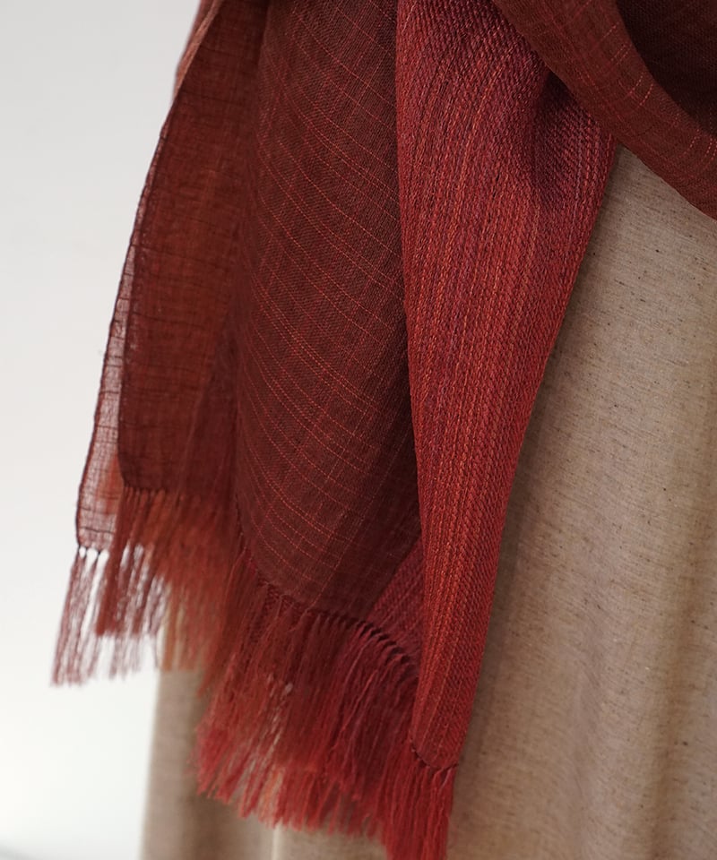 ストール 綾太ストライプ 赤茶 1350DR | MAKI TEXTILE STUDIO o