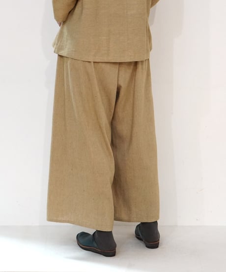 パンツ プレーン タッサーシルクナーシ マスタード 6864tnY