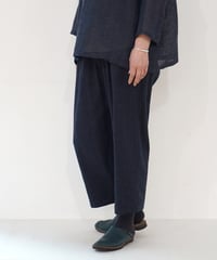 パンツ シンプルショート 麻綿タビー 紺 6860lcBl