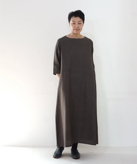 ワンピース クルタ ボートネックlong タッサーナーシ 濃色 6982tnG