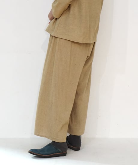 パンツ プレーン タッサーシルクナーシ マスタード 6864tnY