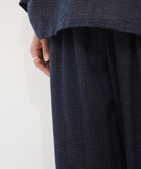 パンツ シンプルショート 麻綿タビー 紺 6860lcBl