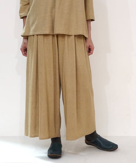 パンツ プレーン タッサーシルクナーシ マスタード 6864tnY
