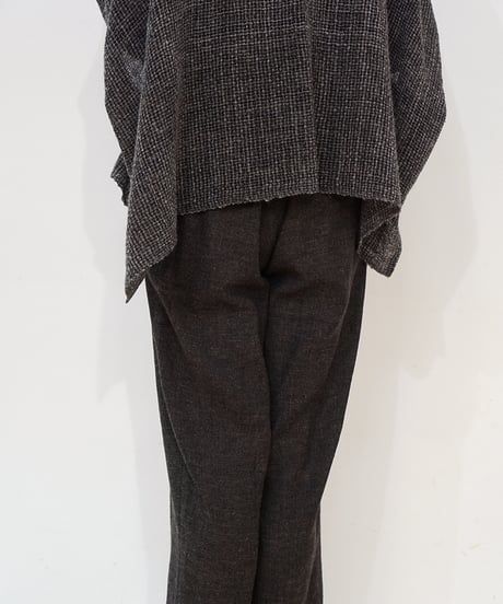 パンツ シンプルショート ウールリネンタビー ブラックブラウン 6860wlnB