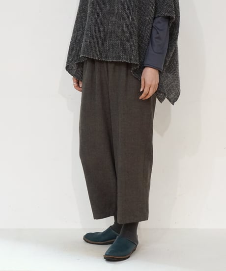 パンツ シンプルショート ウールリネンタビー チャコールブラウン 6860wlnC