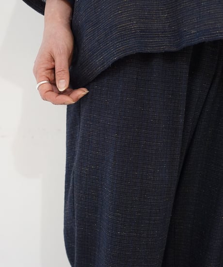 パンツ シンプルショート 麻綿タビー 紺 6860lcBl