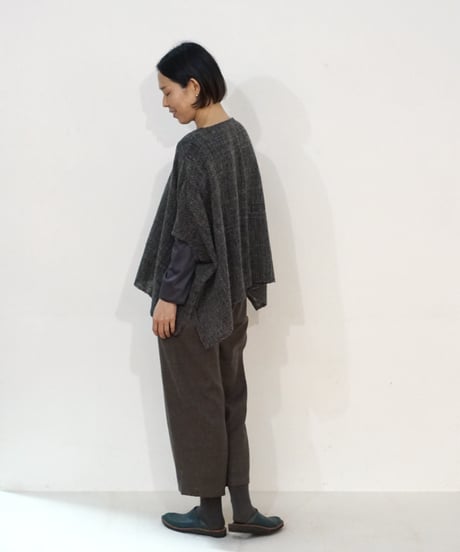 パンツ シンプルショート ウールリネンタビー チャコールブラウン 6860wlnC