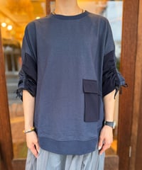 異素材切り替えプルオーバー-NAVY-