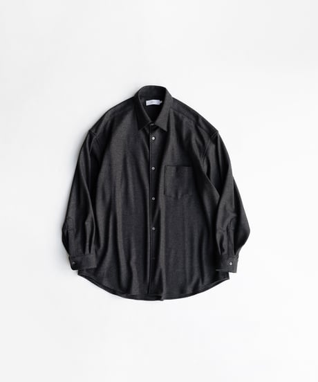 Graphpaper _ Wool Smooth Flannel Oversized Regular Collar Shirt ( Gray )