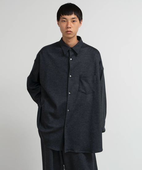 Graphpaper _ Wool Smooth Flannel Oversized Regular Collar Shirt ( Brown )
