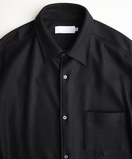 Graphpaper _ Wool Smooth Flannel Oversized Regular Collar Shirt ( Black )