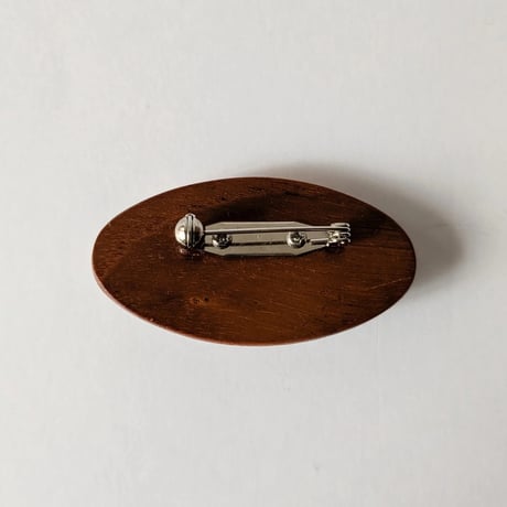 刺繍ブローチスクエア・楕円小／花と猫