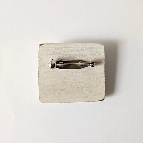 刺繍ブローチスクエア・楕円小／花と猫