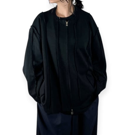 my beautiful landlet  /  MILAN RIB CUT-OFF ZIP STRIPE / WM07-BZ2620702 BLACK
