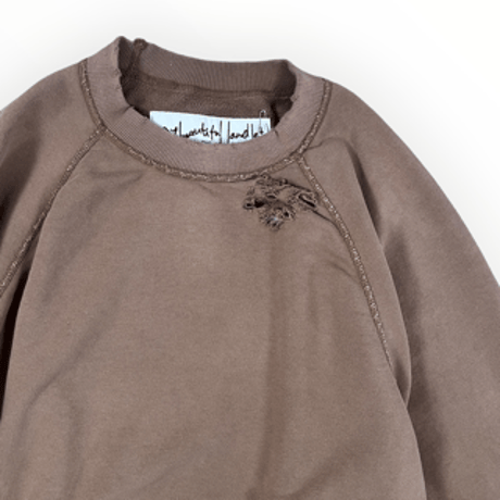 my beautiful landlet / DAMAGE SWEATSHIRT / MBL-WD-SWTP2 BROWN