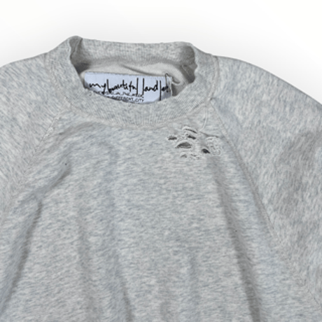 my beautiful landlet / DAMAGE SWEATSHIRT / MBL-WD-SWTP2 OATMEAL