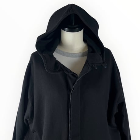 SLOW HANDS / Cotton fleece hooded smock jacket / Black