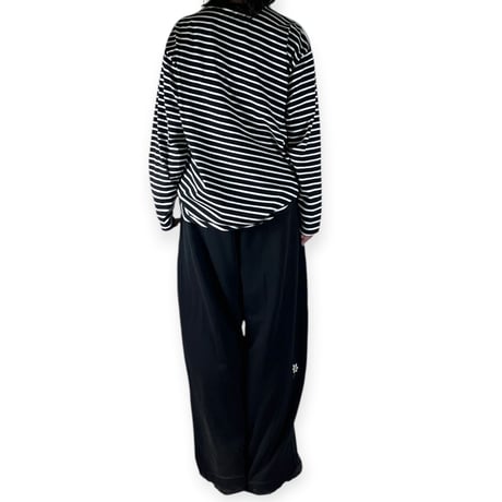 my beautiful landlet / DAMAGE SWEAT WIDE PANTS embroidery / MBL-WD-SWPT1-E BLACK
