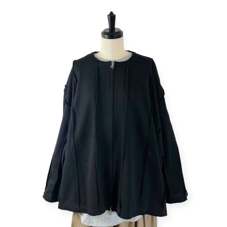 my beautiful landlet  /  MILAN RIB CUT-OFF ZIP STRIPE / WM07-BZ2620702 BLACK