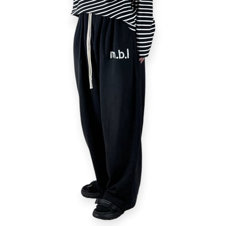 my beautiful landlet / DAMAGE SWEAT WIDE PANTS embroidery / MBL-WD-SWPT1-E BLACK