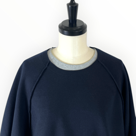 my beautiful landlet / WOOLLET CUT-OFF LONG SLEEVE / WM08-TP2620801 NAVY