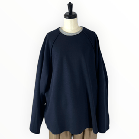 my beautiful landlet / WOOLLET CUT-OFF LONG SLEEVE / WM08-TP2620801 NAVY