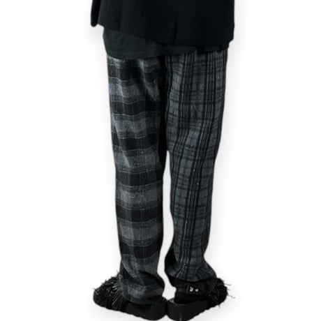 TIGRE BROCANTE /  ネルチェックMix タゴサクロングパンツ / PT-31L-W204 チャコール unisex M