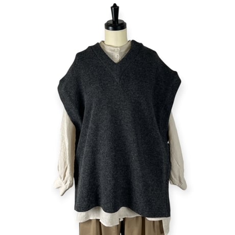 TISSU / ウーレンクォーターサイドボタンベスト / TS263CT086 009TOPチャコール