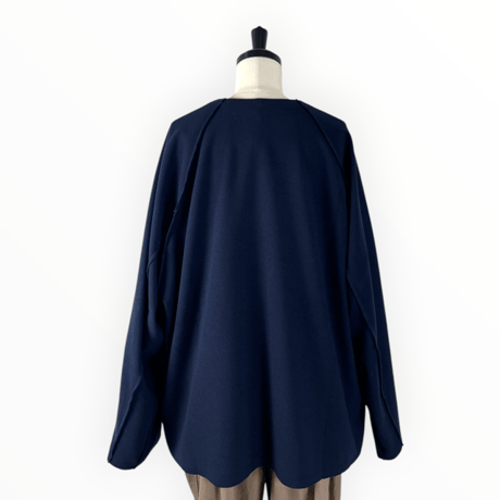 my beautiful landlet / WOOLLET CUT-OFF LONG SLEEVE / WM08-TP2620801 NAVY